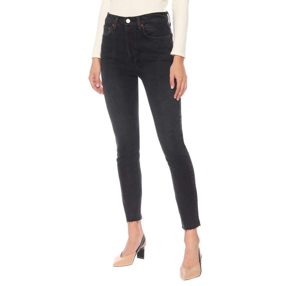 RE/DONE 90s High-Rise Ankle Cropped Black Jeans